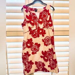 Lovely Ann Taylor Valentines Red & White Floral Dress 10P
